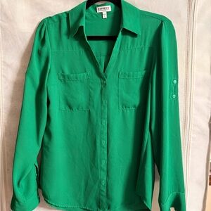 Express Green Button-Front Blouse Size Small